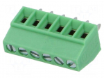 PCB terminal block | angled 90&deg; | 2.54mm | ways: 6 | on PCBs | 500um2