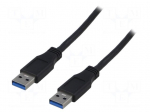 Cable | USB 3.0 | USB A plug,both sides | nickel plated | 2m | black