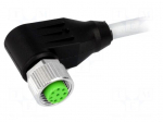 Connection lead | M12 | PIN: 8 | angled | 3m | plug | 30VAC | 2A | -20&divide;85&deg;C