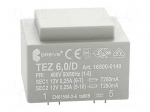 Transformer: encapsulated | 6VA | 400VAC | 12V | 12V | 250mA | 250mA | IP00