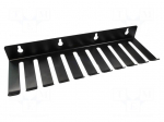 Hanger for test leads | Number of slots: 10 | steel | L: 280mm | black