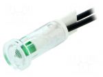 Indicator: LED | flat | green | &Oslash;9.7mm | cables | 100mm | plastic