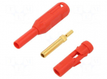Laboratory connector: 2mm banana | socket | 38.2mm | red | insulated