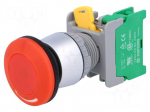 Switch: emergency stop | 22mm | NO | red | mushroom