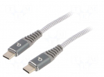 Cable | USB 2.0 | USB C plug,both sides | 1.5m | white-grey | 480Mbps