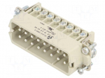 Connector: HDC | male | PIN: 32 | size 32A | contact insert | 600V | 16A