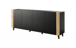 FARO chest of drawers 200x42x82 matte black + oak craft