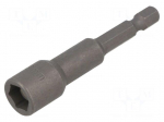 Screwdriver bit | 6-angles socket | 1/4" | HEX 9mm
