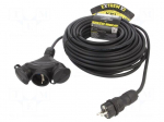 Extension lead | 3x2.5mm2 | 25m | rubber | black | Sockets no: 3 | 16A