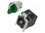 Switch: rotary | 22mm | Stabl.pos: 3 | NC + NO | green | LED | 230V | IP66
