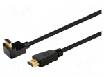 Cable | HDMI plug,HDMI plug 90&deg; up/down | Len: 1.5m | black | 30AWG