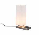 TRIO-Lighting Haley table lamp E14 brushed steel with charging station gaismeklis