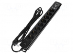 Plug socket strip: protective | Sockets: 8 | 230VAC | 16A | black | 3m