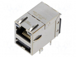 Connector: RJ45 + USB A | socket | PIN: 8 | shielded,with LED | 8p8c