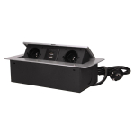 Uued tooted // Gniazdo meblowe wpuszczane w blat z płaskim frezowanym rantem, ładowarką USB i przewodem 1,5m, 2x2P+Z, 2xUSB, srebrne