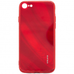 Back panel cover Evelatus Apple iPhone 7/8/SE2020/SE2022 Water Ripple Full Color Electroplating Tempered Glass Case Red