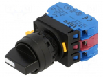 Switch: rotary | 22mm | Stabl.pos: 2 | NC + NO x2 | black | none | IP65