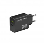 T&ouml;&ouml;riistad ja m&otilde;&otilde;teseadmed // Uued tooted t&ouml;&ouml;riistade, tarvikute kategoorias // EZC105K Esperanza ładowarka sieciowa 20w usb-c pd 20w / usb-a qc 3.0 18w czarna