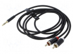 Cable | Jack 3.5mm 3pin plug,RCA plug x2 | 1.5m | textile