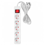 Elektrimaterjalid // Elektri laiendid, Pikendusjuhtmete, hajutuste ja UK ja USA adapterite komplekt // Przedłużacz listwowy 5 m, 3 x 1.5 mm2, 5G, biały, ON/OFF