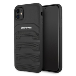 Back panel cover Mercedes-Benz  AMG AMHCN61GSEBK iPhone 11 6.1 "black / black hardcase Leather Debossed Lines