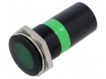 Indicator: LED | flat | green | 230VDC | 230VAC | &Oslash;22mm | IP67 | connectors