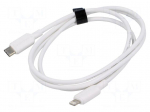 Cable | Apple Lightning plug,USB C plug | nickel plated | 1m | white