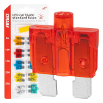 Auto- ja mootorrattatooted, elektroonika, navigatsioon, CB raadio // Auto elektroonikakomponendid : Installatsioonikaablid : Kaitsealused : &Uuml;hendused // Bezpieczniki samochodowe standard z diodą led 10 szt. amio-04341