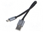 Cable | High Speed,USB 2.0 | USB A plug,USB C plug | 0.22m | black