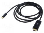 Cable | HDMI plug,USB C plug | PVC | HDMI 2.0,USB 3.1 | 2m | black