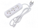 Extension lead | 3x1mm2 | 1.5m | rubber | white | Sockets no: 3 | 10A