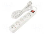 Extension lead | 3x1.5mm2 | 3m | rubber | white | Sockets no: 5 | 10A