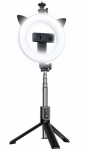 Selfie stick iLike  SELFIE HANDLE TRIPOD AND RING LIGH BLUETOOTH Black