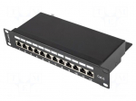 Patch panel | black | Number of ports: 12 | 10" | Cat: 6 | rack 10" | RACK