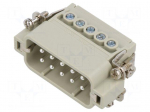 Connector: HDC | contact insert | male | CDA | PIN: 10 | 16A | 600V | 10+PE