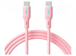 Cable | USB 2.0 | USB C plug,both sides | nickel plated | 1m | pink | Cu