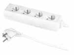 Extension lead | 3x1mm2 | 1.5m | PVC | white | Sockets no: 4 | 10A