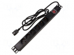 Plug socket strip: protective | Sockets: 6 | 230VAC | 10A | black | 2m
