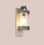 Trio Sambesi sienas lampa E27 anthracite/wood dusk sensor 204160135 4017807647587