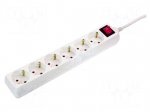 Extension lead | 3G1.5mm2 | 5m | PVC | white | Sockets no: 6 | 16A