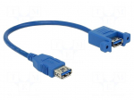 Cable | USB A socket,both sides | 0.25m | blue | 24AWG,30AWG | 5Gbps