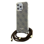 Guess GUHCP15LHC4SEW Hardcase Crossbody Cord 4G Print for iPhone 15 Pro 6.1" / brown