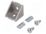Angle bracket | for profiles | Width of the groove: 8mm | W: 38mm