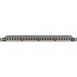 Digitus CAT 6A, Class E High Density Patch Panel, 24 Port (black, 0.5 U, shielded, 19" Rack Mount)
