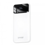 BWOO Ultra thin ārējais akumulators (powerbank) | 10 000 mAh | 22.5W | QC | USB-A, USB-C | LED ekrāns | balts