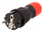 Connector: AC supply | male | plug | 2P+PE | 250VAC | 16A | black,red