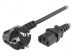 Cable | CEE 7/7 (E/F) plug angled,IEC C13 female | 3m | black | PVC