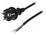 Cable | SCHUKO plug,CEE 7/7 (E/F) plug,wires | 3m | black | PVC | 16A