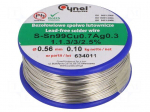 Soldering wire | Sn99Ag0,3Cu0,7 | 560um | 100g | lead free | 216&divide;227&deg;C