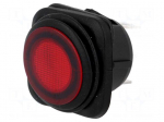 ROCKER | SPST | Pos: 2 | ON-OFF | 10A/250VAC | 25A/12VDC | red | IP65 | LED
